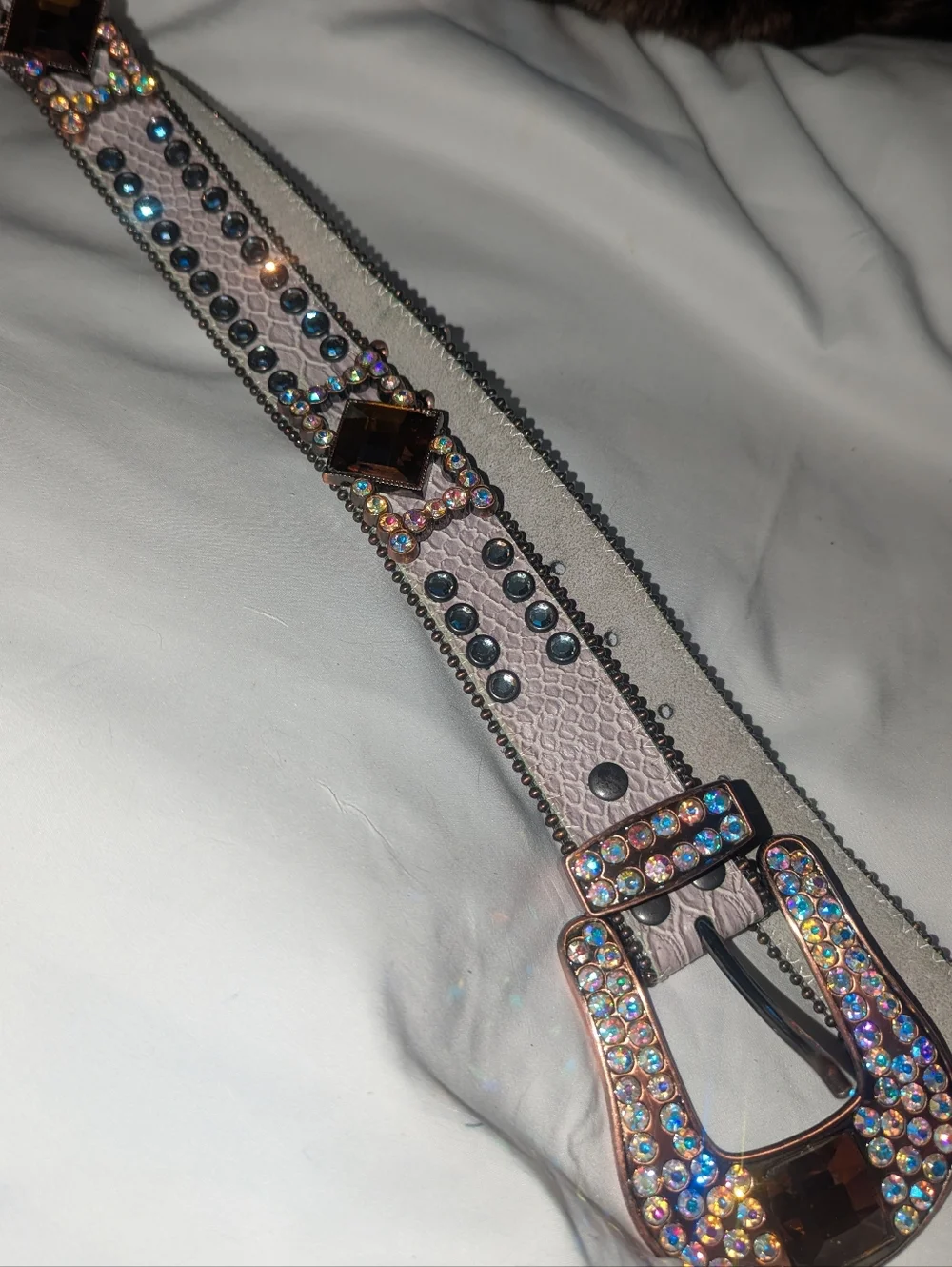 Crystal-Embellished  Metallic Buckle Women's Belt S- M